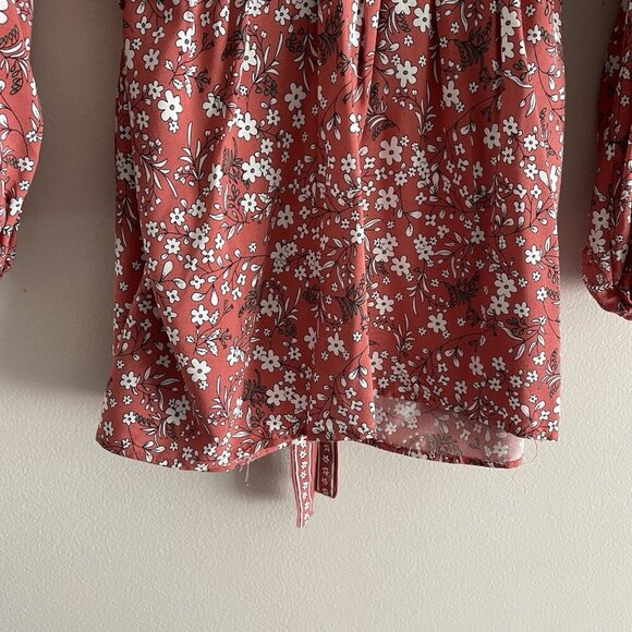 Max Edition Women Sz S Multicolor Floral Tie-Waisted 3/4 Sleeve V-Neck Top - Picture 2 of 11